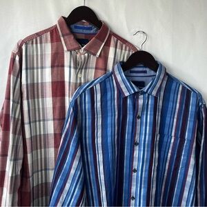 Lot of 2 Tommy Bahama Men's Large Silk Blend Button Down Long Sleeve Shirts